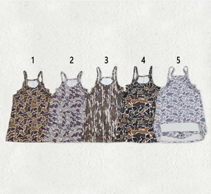 Vestidos cortos de yoga con tirantes y estampado de camuflaje del sur para niñas hermanas, hasta la rodilla - Product Image 1