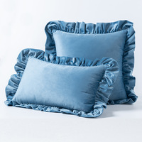 Amity Coussins de haute qualité Perlage avec bordure à volants Oreiller décoratif 45x45 Housse de coussin en velours pour la décoration intérieure