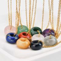 Promotion Colliers Donut, Collier Pendentif en Cristal Naturel avec Chaîne, Pierre de Guérison, Boucle de Paix, pour Bijoux de Mode et Cadeau