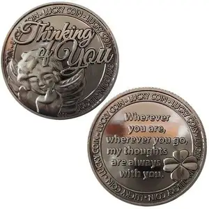 Думая о тебе, удача, монета, Классическая Металлическая Античная Пропавшая без вести, удачная монета