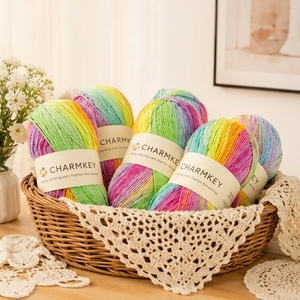 Wholesale Charmkey 100% Cotton Gradient <strong>Variegated</strong> <strong>Yarn</strong> Soft Macaron Solid Color Crochet <strong>Yarn</strong> for Doll Baby Garment DIY Craft - Product Image 1