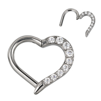 GZN ASTM F136 Bijoux en titane de qualité pour implant Anneau de nez en or avec segment articulé en forme de cœur Boucle d'oreille de mode Piercing Bijoux de corps