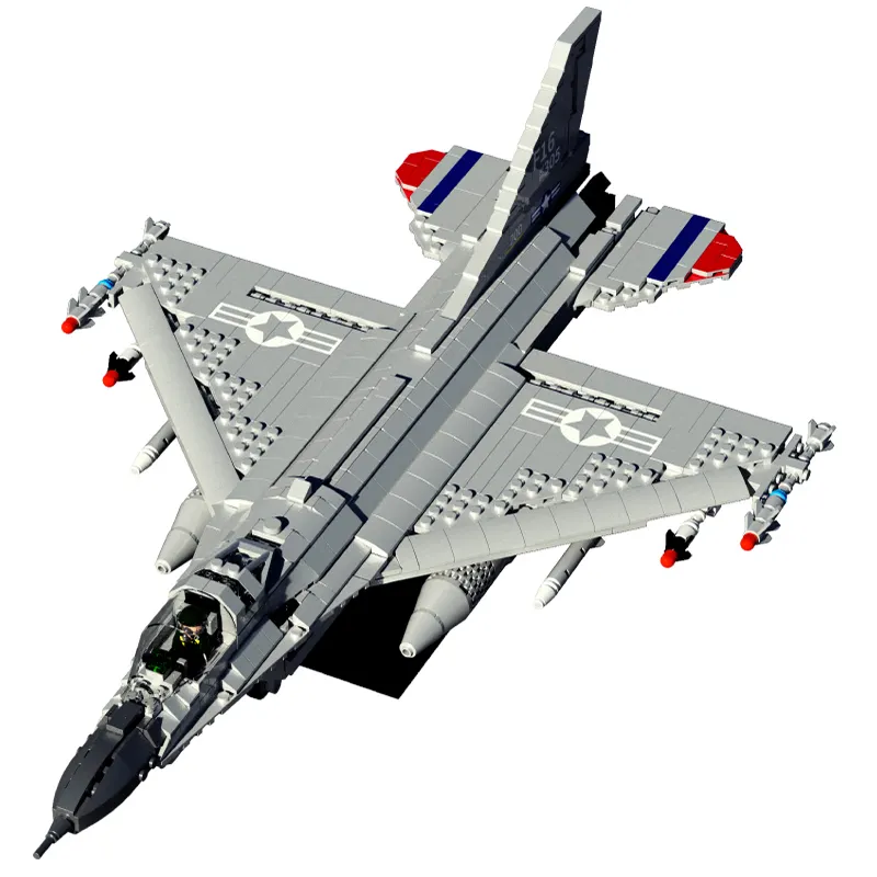 Juhang 88013 noel hediye seti askeri serisi blokları bina oyuncaklar avcı seti F16 uçak bina oyuncaklar için