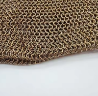 Rideau en maille à anneaux en fil d'acier tressé, style vintage bronze antique, écran décoratif en métal, anti-rouille, haute résistance