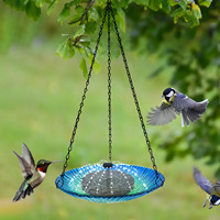 Vente en gros d'artisanat de bain en verre fusionné thermique Mangeoires d'oiseaux de jardin extérieur Mangeoires d'eau suspendues Bains d'oiseaux de patio