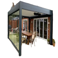 Pergola extérieure en alliage d'aluminium avec toit à lamelles réglables, imperméable, facile à assembler, éclairage LED pour jardin, cour