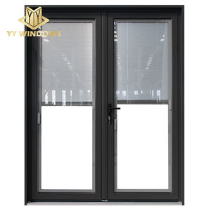 Pintu Prancis Aluminium Berayun Terbuka Eksterior Hitam Logam Panel Pintu Prancis dengan Tirai Pintu Eksterior - Product Image 3