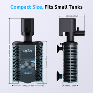 SEAOURA SR-702 Hoogwaardige Mini Acryl <span class=keywords><strong>Aquarium</strong></span> Canister Hangende Onderwater Filter Spons Visbak Water Zuurstofpomp - Product Image 2