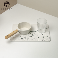 Feepop Plateau multifonctionnel contemporain rectangulaire en diatomite écologique de 9 mm d'épaisseur, absorbant l'eau et le savon, pour salle de bain et évier de cuisine
