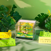 Calendrier 3D Arbre Réaliste 2027 – Bloc de Notes en Papier Sculpté Arbre Vert avec Lumière LED – Ornement de Bureau – Cadeau d'Affaires