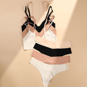 Conjunto de Sujetador sin Costuras Transpirable para Mujer, Diseño de Cintura Baja con Tanga, Antibacteriano y Ecológico para Senos Grandes - Product Image 4