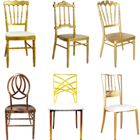 Chaises Chiavari empilables en métal doré et blanc pour événements et mariages, vente en gros, usine de Foshan, Chine