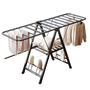 Soporte de colgador de secador de tela de metal de 3 capas con marco de metal plegable para secado de <span class=keywords><strong>ropa</strong></span> y almacenamiento de zapatos - Product Image 1