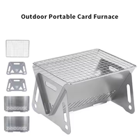 Barbecues portables miniatures en acier inoxydable JSJM, finition polie, légers, pliables, pour le camping en solo, cuisinière à bois pour l'extérieur
