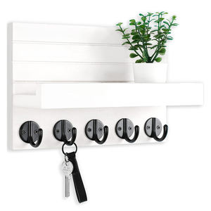 <span class=keywords><strong>Porte</strong></span>-clés mural en bois Tung 5 crochets support de rangement de lettres pour tenir des sacs manteaux clés lettres décoration murale pour salon - Product Image 5