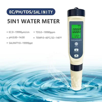 Stylo testeur de qualité de l'eau 5 en 1, PH/TDS/EC/salinité/température, avec rétroéclairage, pour aquarium, piscine, hydroponie, eau potable, laboratoire