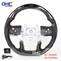 Volant en fibre de carbone véritable LED pour Dodge Ram 1500 2019-2024 avec chauffage, manuel, sans palettes de commande, expédié depuis l'entrepôt américain