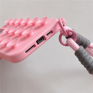 Funda de silicona suave y divertida con ventosa creativa para <span class=keywords><strong>iPhone</strong></span> 17 15 <span class=keywords><strong>14</strong></span> 13 12 16 Pro Max, soporte extra para gadgets estilo INS - Product Image 3
