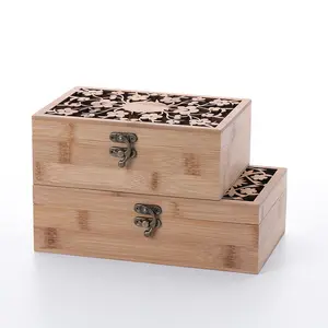 Custom Wholesale Factory Laser Engraving Hollow Out Pattern Wooden Gift Box With Lid