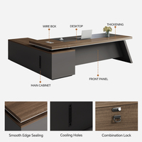 Meilleur prix, table de bureau de direction en bois biseauté créative de luxe, table de bureau de PDG, table modulaire pour chef