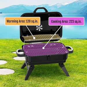 Mini barbecue portable pour pique-nique en jardin, petit four à charbon de bois extérieur avec sécurité anti-flamme et construction en acier - Product Image 3