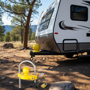 Kit de verrouillage antivol robuste pour attelage de remorque, hauteur réglable, compatible avec les coupleurs 1 7/8 et 2 2 5/16 pour attache de boule de caravane, résistant au levierage - Product Image 2