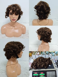 Promoción Letsfly: Pelucas con Flequillo de Ondas Sueltas Hechas a Máquina, 12 Pulgadas, Cabello Humano 100% Natural, Venta al por Mayor, Pelucas con Flequillo de Color, 200% de Densidad, 33$ - Product Image 6