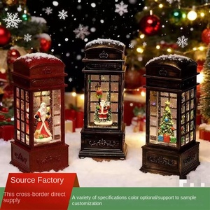 Adorno de luz nocturna LED con inyección de agua, música, nieve, cabina telefónica navideña y lámpara de viento, a pilas - Product Image 2
