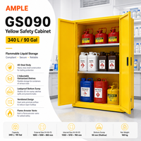 Armoire de stockage de liquides inflammables 340L 90 gallons en acier jaune à double porte, armoire de sécurité pour laboratoire et entrepôt, approvisionnement B2B