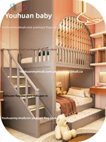 Lit superposé compact pour enfants, lit double ou triple pour jumeaux ou triplets, lit cabane pour chambre d'enfant avec rangement et conception sécurisée