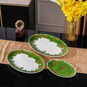 Best-selling American Bone China Flower Pattern Fish <b>Plate</b> Set of 3 Pieces-New Design Non-Toxic Wedding Tableware for Hotels - Product Image 4