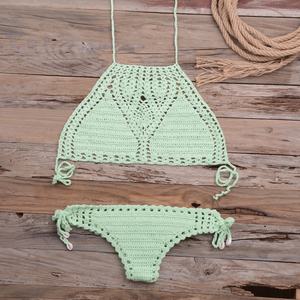 ชุดบิกินี่โครเชต์ทำมือแบบเซ็กซี่ สายผูก พร้อมชุดว่ายน้ำถักลายฉลุสำหรับผู้หญิง ชุด 2 ชิ้น - Product Image 4