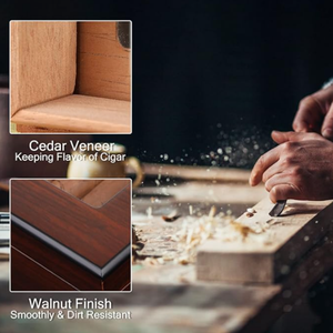 Humidor para Cigarros <span class=keywords><strong>de</strong></span> Lujo con Tapa <span class=keywords><strong>de</strong></span> Vidrio Templado, Exhibición Personalizada, Humidor <span class=keywords><strong>de</strong></span> Madera para Cigarros y Tabaco con Higrómetro - Product Image 5