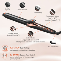 Fer à friser professionnel à chauffage rapide, rotatif, à long barillet, avec LED, marque privée