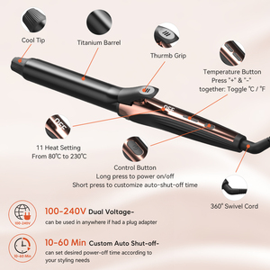 <span class=keywords><strong>Fer</strong></span> à friser professionnel à chauffage rapide, rotatif, à long barillet, avec LED, marque privée - Product Image 4