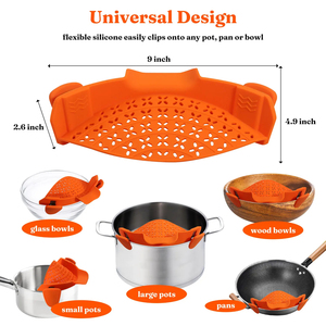 Wholesale Universal Silicone Clip-on Pan Pot <b>Strainer</b> Anti-spill Pasta Food Grade Rice Fruit <b>Colander</b> Kitchen Items - Product Image 3