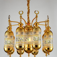 Grand lustre islamique en or, éclairage marocain, éclairage de projet en verre musulman, lustre de luxe pour mosquée