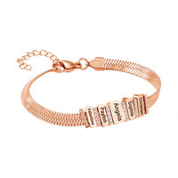 Dropshipping bracelet coulissant avec lettre personnalisée gravée pour homme en acier inoxydable