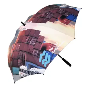 Adults Custom Printed 190T Pongee Automatic Large Size Straight Golf Umbrella