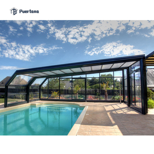 Đúc Sẵn Bơi Hồ Bơi Bao Vây Tempered Glass Sunrooms Nhôm Khung Polycarbonate Có Thể Thu Vào Sưởi Nắng Mái - Product Image 4