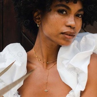 Gemnel chaîne délicate décorée de perles motif le plus de symboles breloque mauvais œil avec collier lariat turquoise