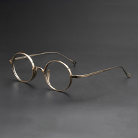 Monture de lunettes 10518 Circle New Vintage en titane pur, monture intégrale tendance, ultra légère, plate et ronde en titane