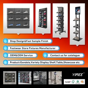 ชั้นวางรองเท้ากีฬาแบบลอยตัว,ชั้นวางโลหะแบรนด์เกิดใหม่ชั้นวางรองเท้าติดผนังสำหรับ Supermart