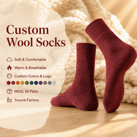 Chaussettes en coton peigné et laine mélangée jacquard de haute qualité, personnalisables avec logo OEM/ODM, douces, thermiques, respirantes, pour l'hiver