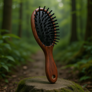 Mini Tree Cushion Hairbrush Wooden Handle Nylon Bristles Ergonomic Design For Comfortable Styling - Product Image 3