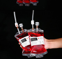 Sac de sang d'Halloween à double tube 350 ml, poche à boisson, jus concentré, pack énergétique, accessoires de vampire, sac en PVC, fournitures de fête
