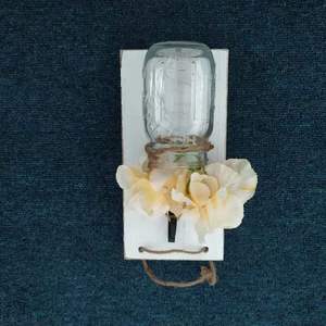 Rustic <b>Wall</b> Lamps Mason Jar Led Glass Bottle <b>Light</b> <b>With</b> Flowers For Indoor Decor - Product Image 3
