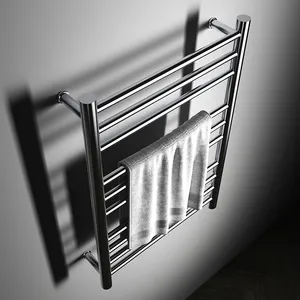 Stainless Steel Wall Mounted Black Hot Electric Dryer Bath Radiator Bathroom Heated Towel Warmer Rack With Led Display Timer