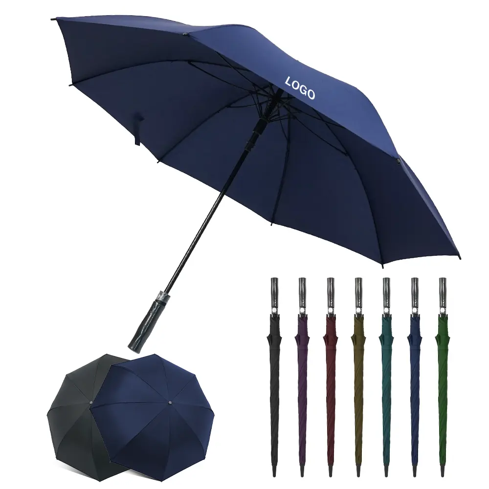 Özel toptan ucuz 30 inç rüzgar geçirmez Logo baskılar büyük lüks promosyon markalı Golf şemsiye