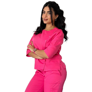 YUHONG 3/4 à manches courtes femmes uniformes médicaux ensembles de gommage en gros clinique dentaire médecins chirurgical Spandex gommages gris anatomie - Product Image 4